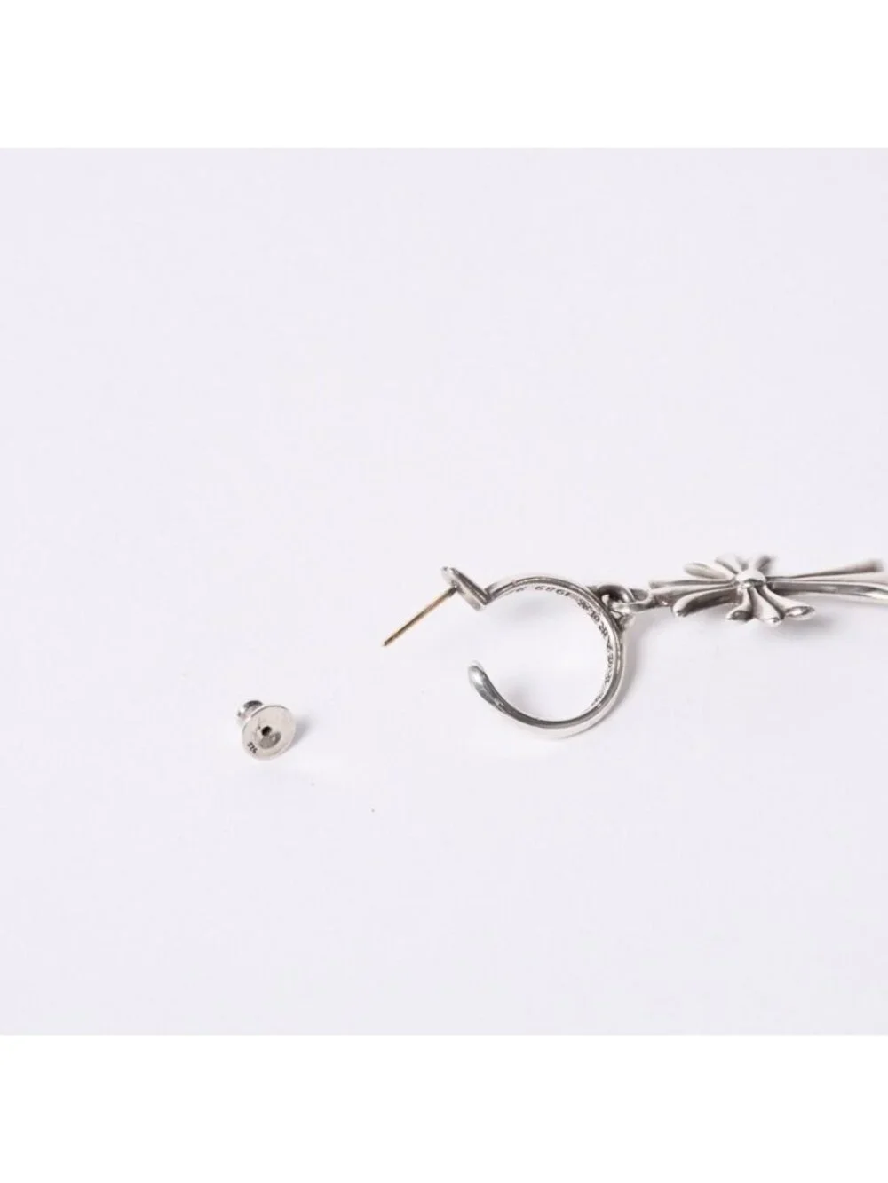 Chrome Hearts 1 Ball Tiny CH Cross Charm Single Earrings 5.2 925 Sterling
